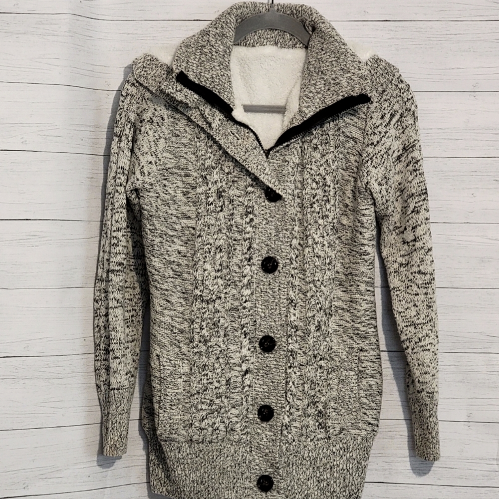 Fleece lined knit sweater